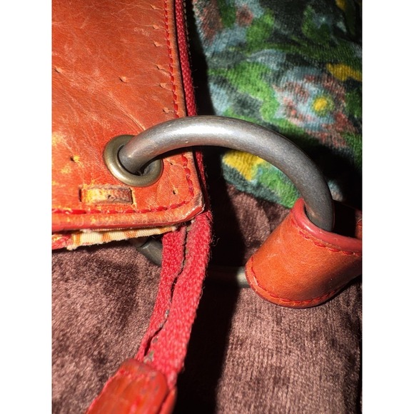 Vtg NORDSTROM Rust studded with zipper handbag Purse Leather Boho Paisley Bag - Picture 2 of 7